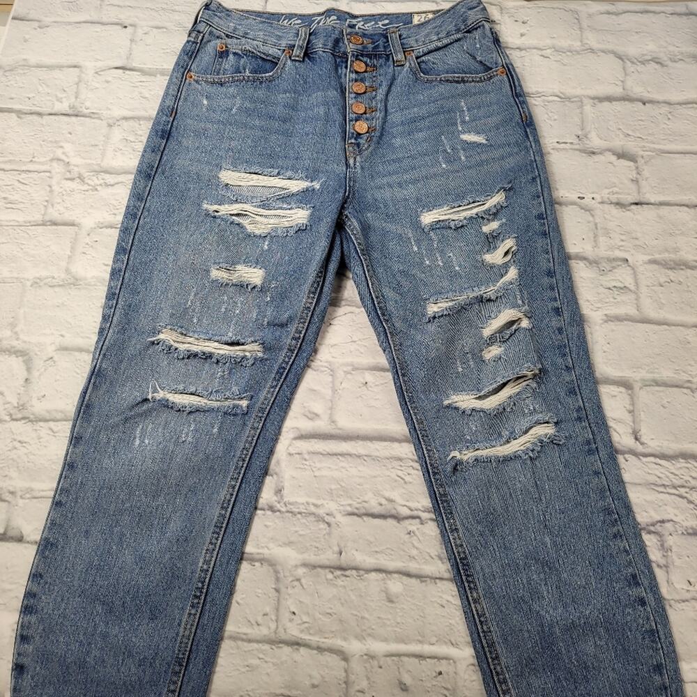 We the Free Jeans size 26 Regular High Rise Destroyed Exposed Copper Button Fly
